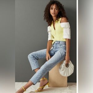 Anthropologie Light Wash High-Rise Straight Jeans